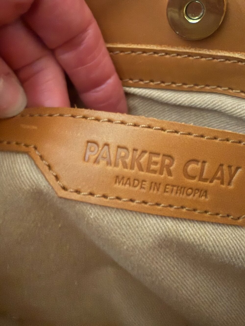 Parker Clay Woven Leather Acacia Handbag- Brown/Tan- OS- Used once - Picture 7 of 10